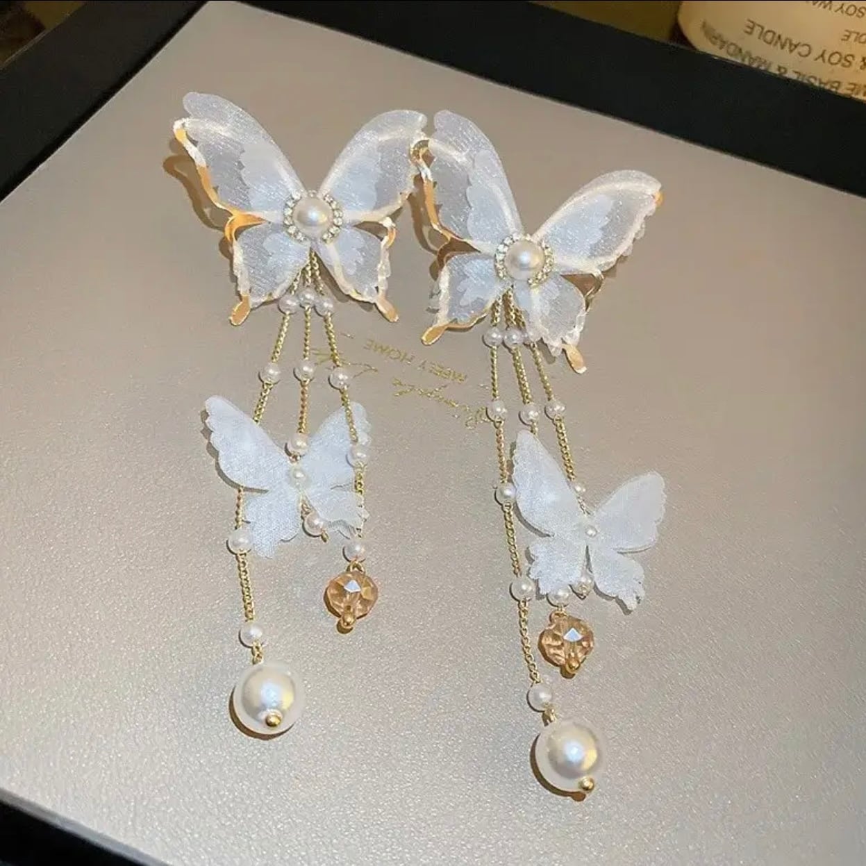 【イヤリングコンバーター対応】2way バタフライピアス~ブライダルピアス~ ≪CP-21≫【結婚式 ピアス イヤリング】