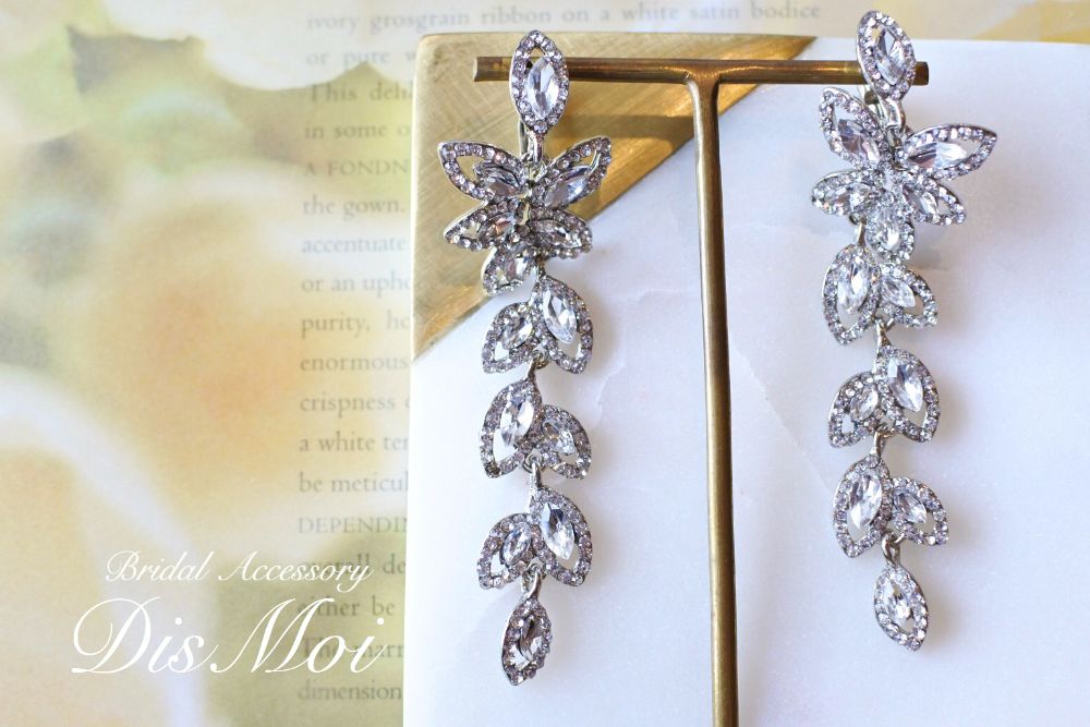 クリスタルピアス/イヤリング silver ~ブライダルピアス/ブライダルイヤリング~ 【結婚式 ピアス イヤリング】