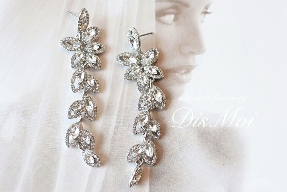 クリスタルピアス/イヤリング silver ~ブライダルピアス/ブライダルイヤリング~ 【結婚式 ピアス イヤリング】