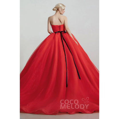 CW2096 プリンセス エレガント レッド カラードレス 【結婚式 カラードレス オーダーメイド】