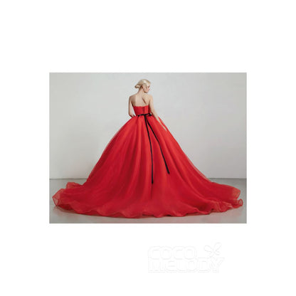 CW2096 プリンセス エレガント レッド カラードレス 【結婚式 カラードレス オーダーメイド】