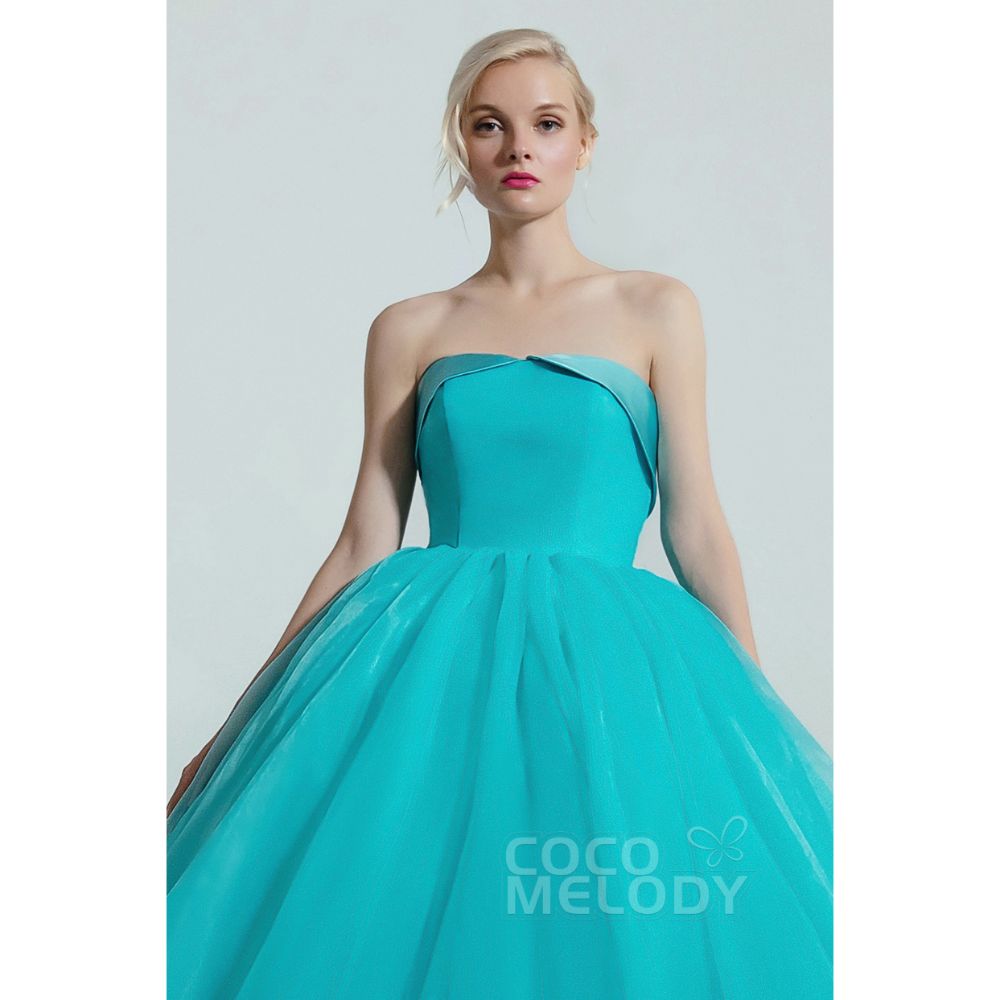 CW2097 プリンセス 取り外し可能な折り襟 ブルー カラードレス 【結婚式 カラードレス オーダーメイド】