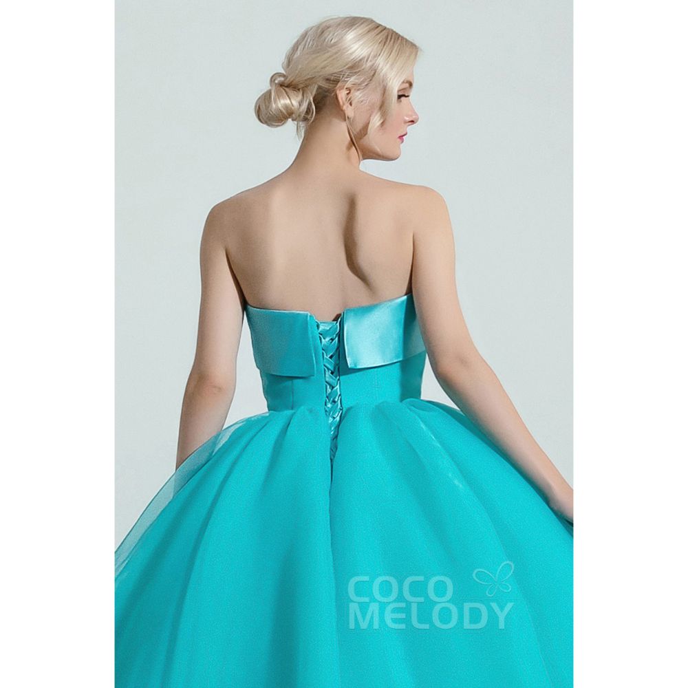 CW2097 プリンセス 取り外し可能な折り襟 ブルー カラードレス 【結婚式 カラードレス オーダーメイド】