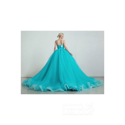 CW2097 プリンセス 取り外し可能な折り襟 ブルー カラードレス 【結婚式 カラードレス オーダーメイド】