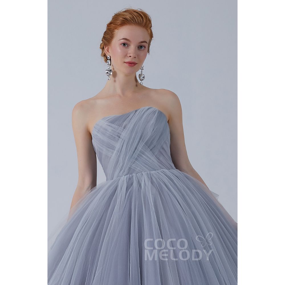 CW2103 プリンセス オフショルダー リボン シルバーグレー カラードレス 【結婚式 カラードレス オーダーメイド】