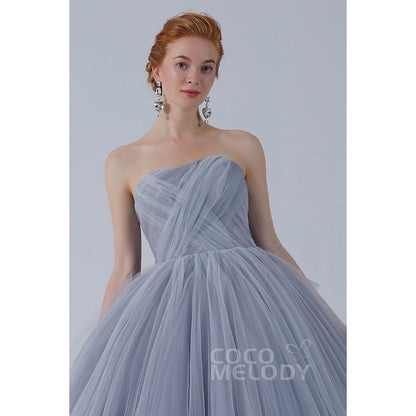 CW2103 プリンセス オフショルダー リボン シルバーグレー カラードレス 【結婚式 カラードレス オーダーメイド】