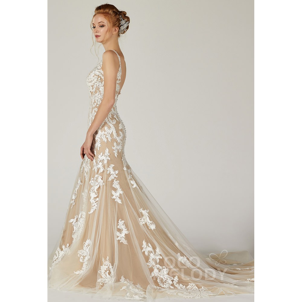 CW2123 MELANY マーメイド Vネック ウェディングドレス 【ウェディングドレス オーダーメイド】