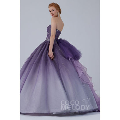 CW2142 星空ドレス プリンセス パープル グラデーション カラードレス 【結婚式 カラードレス オーダーメイド】