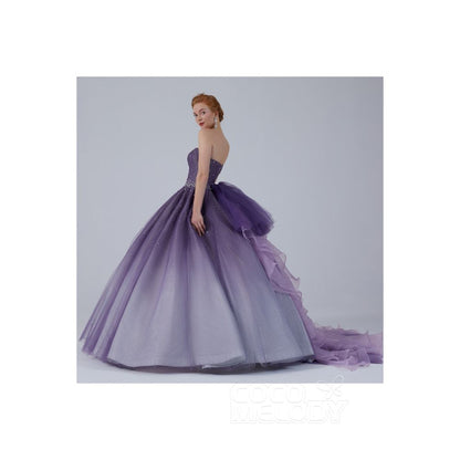 CW2142 星空ドレス プリンセス パープル グラデーション カラードレス 【結婚式 カラードレス オーダーメイド】