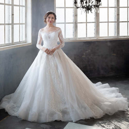 CW2388 NYLA 豪華 長袖 レース プリンセス ウエディングドレス 