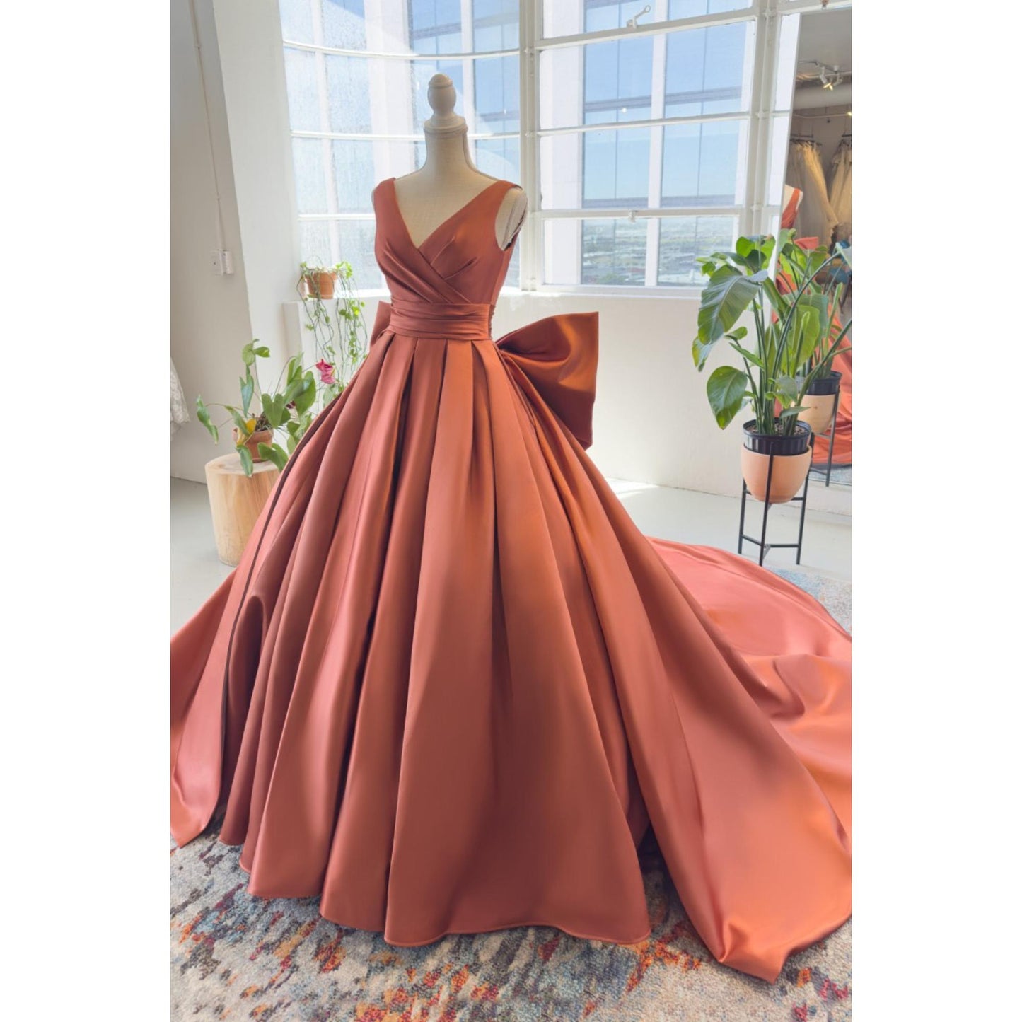 CW2991 2WAY Aライン テラコッタ カラードレス【結婚式 カラードレス オーダーメイド】