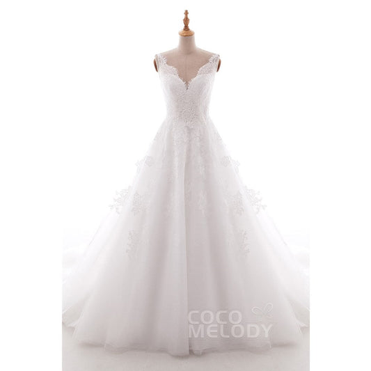 CWAT16004 スウィスチュール Vネック ウェディングドレス 【ウェディングドレス オーダーメイド】