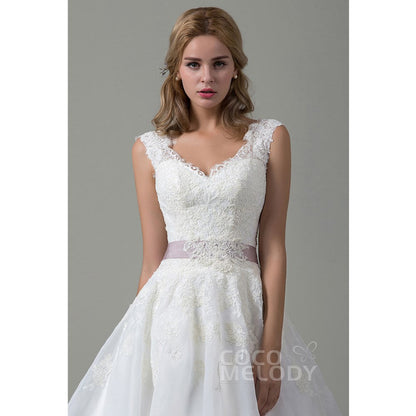 CWZT15007 オーガンジー Vネック ウェディングドレス 【ウェディングドレス オーダーメイド】