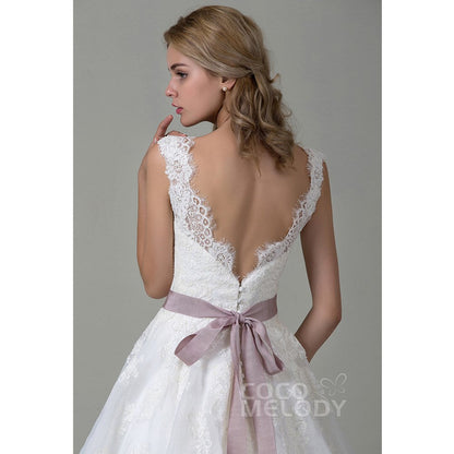 CWZT15007 オーガンジー Vネック ウェディングドレス 【ウェディングドレス オーダーメイド】