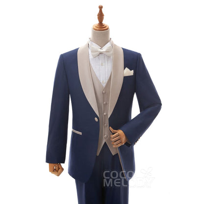 【CZ19002 タキシード】 ショールカラー ネイビーブルー 7816 【結婚式 タキシード オーダーメイド】