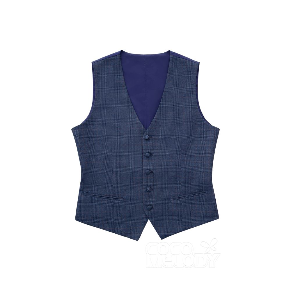 【CZ19005 タキシード】 ピークラペル ネイビーブルー チェック柄 7795 【結婚式 タキシード オーダーメイド】