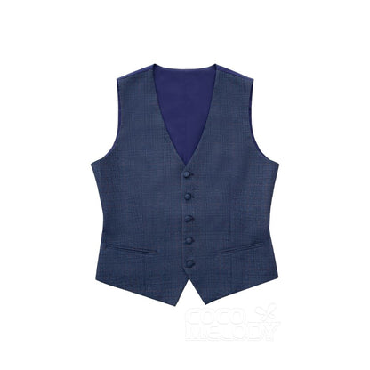 【CZ19005 タキシード】 ピークラペル ネイビーブルー チェック柄 7795 【結婚式 タキシード オーダーメイド】