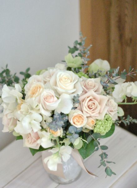 【生花】オーダーメイド/クラッチブーケ(ラウンド)[セットプランClaire01] 【結婚式 フラワー 生花 ブーケ ブートニア オーダーメイド】