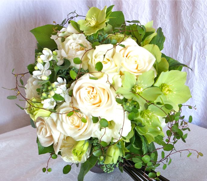 【生花】オーダーメイド/クラッチブーケ(ラウンド)[セットプランClaire01] 【結婚式 フラワー 生花 ブーケ ブートニア オーダーメイド】