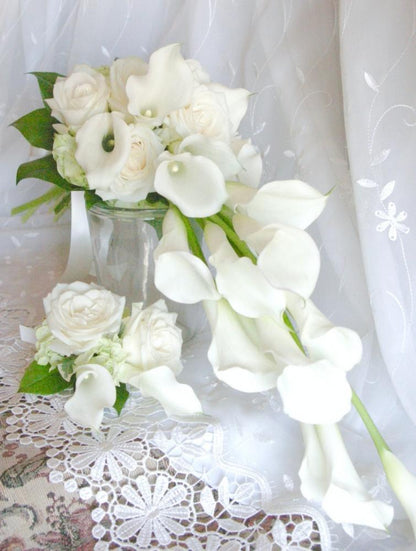 【生花】オーダーメイド/クラッチブーケ(アーム)[セットプランClaire02] 【結婚式 フラワー 生花 ブーケ ブートニア オーダーメイド】