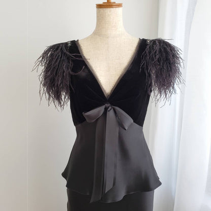 Dorian Hoブラックフォーマルドレス(ファー) 【結婚式 フォーマルドレス レンタル】