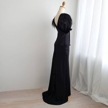 Dorian Hoブラックフォーマルドレス(ファー) 【結婚式 フォーマルドレス レンタル】