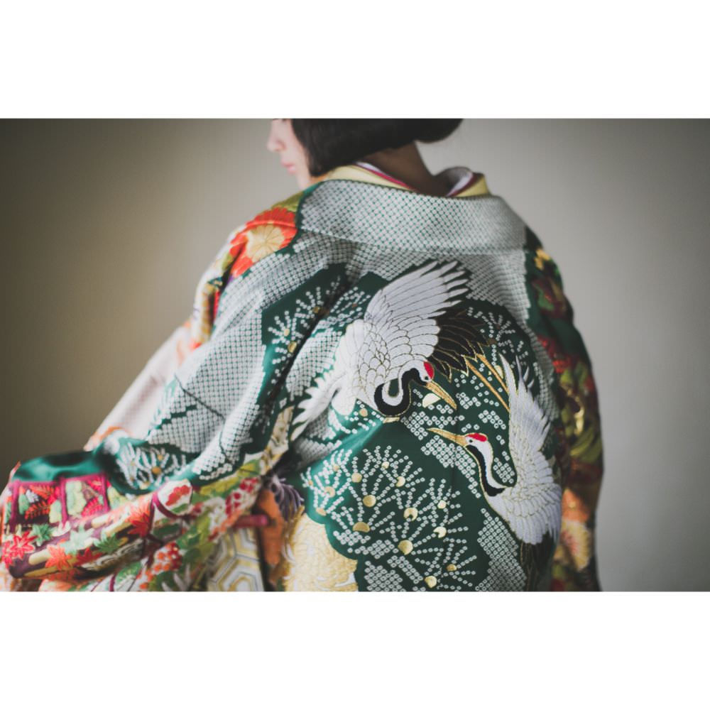 緞子織飛翔緑幔幕 【結婚式 和装 色打掛 レンタル】