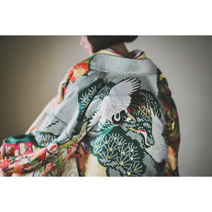 緞子織飛翔緑幔幕 【結婚式 和装 色打掛 レンタル】