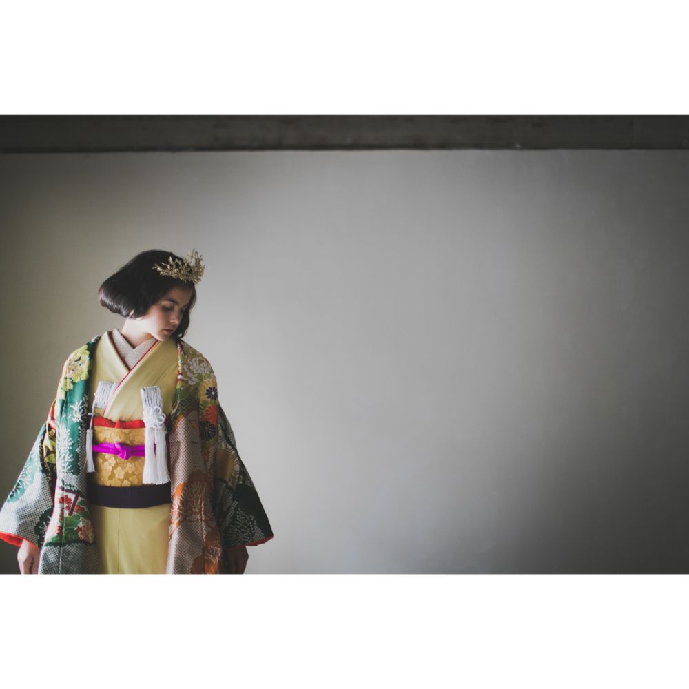 緞子織飛翔緑幔幕 【結婚式 和装 色打掛 レンタル】