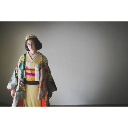 緞子織飛翔緑幔幕 【結婚式 和装 色打掛 レンタル】