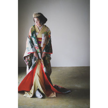 緞子織飛翔緑幔幕 【結婚式 和装 色打掛 レンタル】