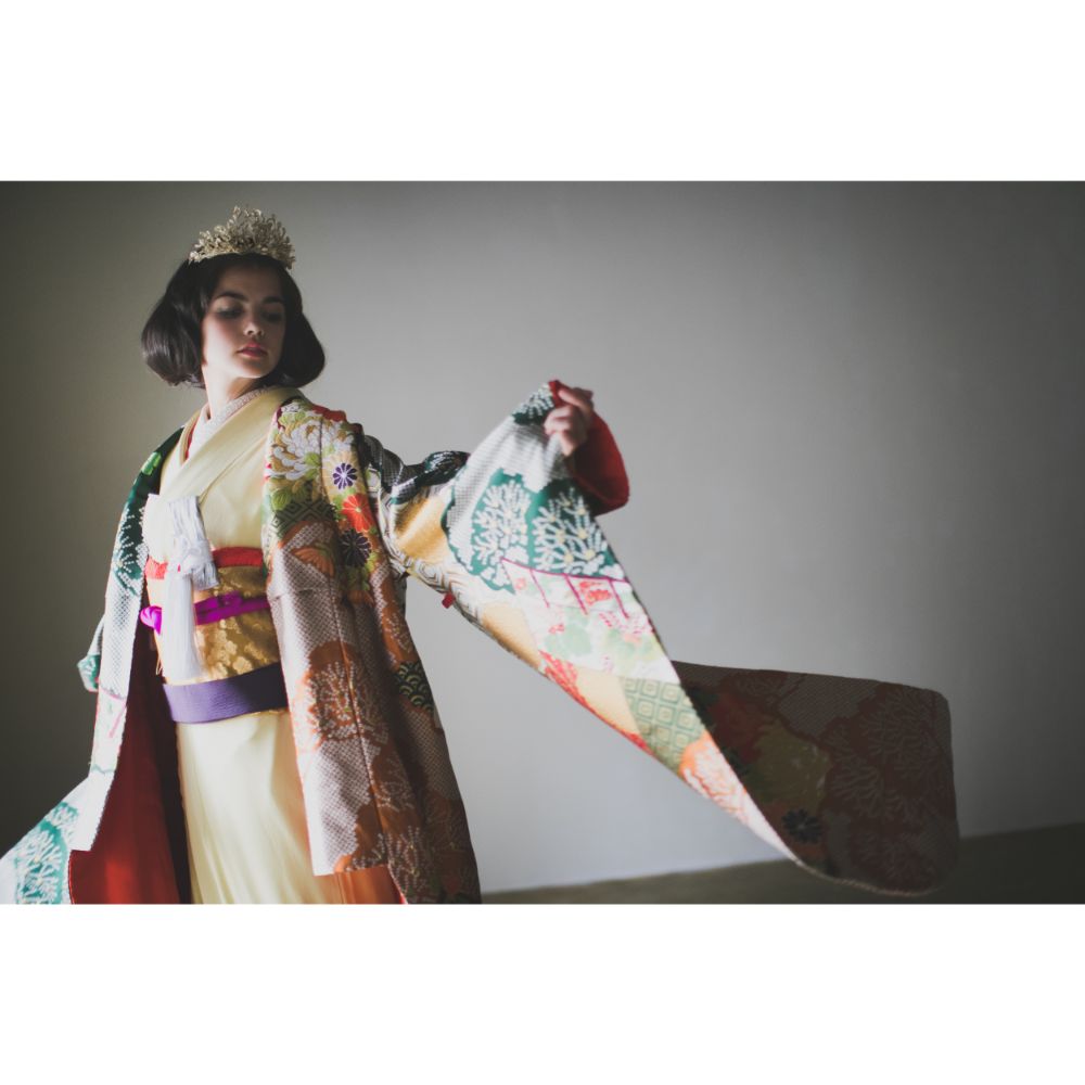 緞子織飛翔緑幔幕 【結婚式 和装 色打掛 レンタル】