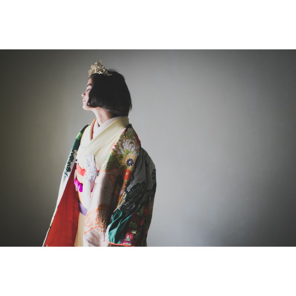 緞子織飛翔緑幔幕 【結婚式 和装 色打掛 レンタル】