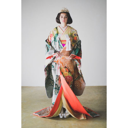 緞子織飛翔緑幔幕 【結婚式 和装 色打掛 レンタル】