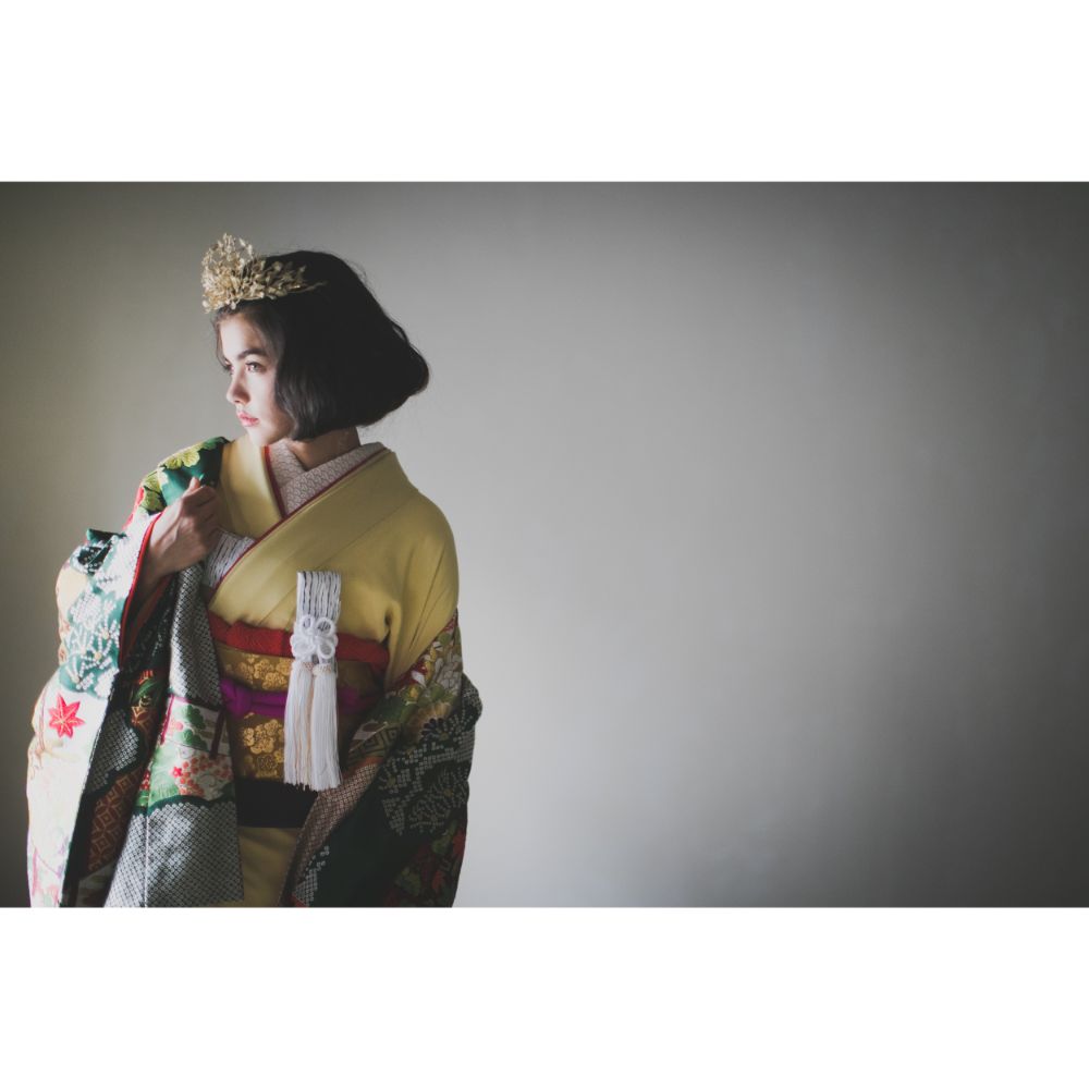 緞子織飛翔緑幔幕 【結婚式 和装 色打掛 レンタル】