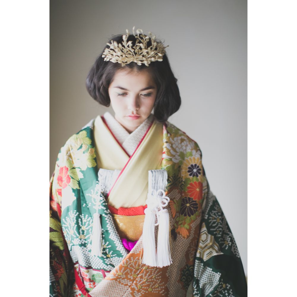 緞子織飛翔緑幔幕 【結婚式 和装 色打掛 レンタル】