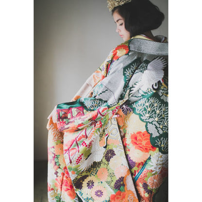 緞子織飛翔緑幔幕 【結婚式 和装 色打掛 レンタル】