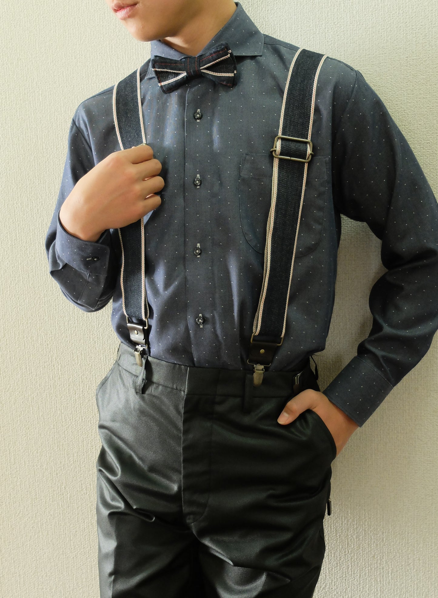 selvedge series蝶ネクタイ&サスペンダー 【結婚式 メンズ小物】