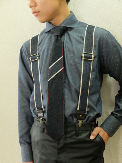 selvedgeーseriesデニムネクタイ&サスペンダー 【結婚式 メンズ小物】