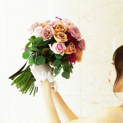 【生花】オーダーメイド クラッチブーケ(ブートニア付) 【結婚式 フラワー 生花 ブーケ ブートニア オーダーメイド】