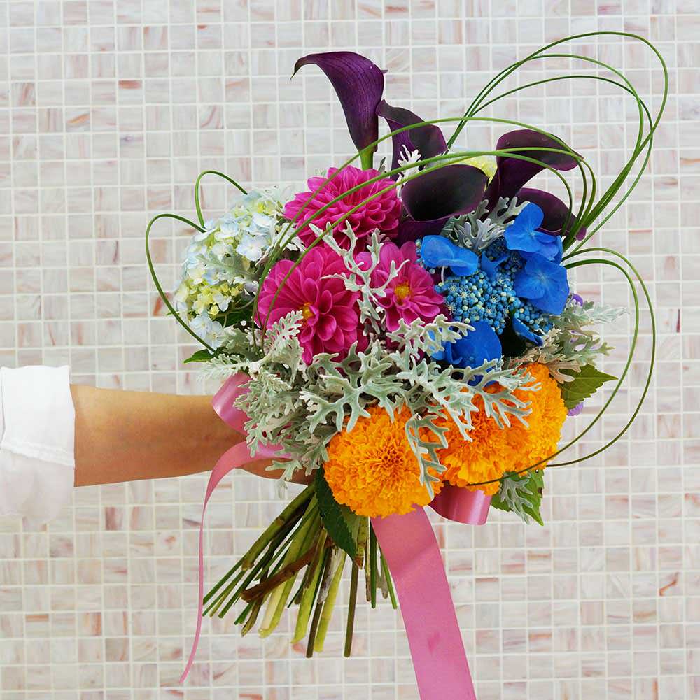 【生花】オーダーメイド クラッチブーケ(ブートニア付) 【結婚式 フラワー 生花 ブーケ ブートニア オーダーメイド】