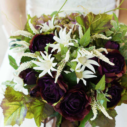 【アートフラワー】アンティークバイオレットローズのブーケ 【結婚式 フラワー 造花 ブーケ ブートニア】