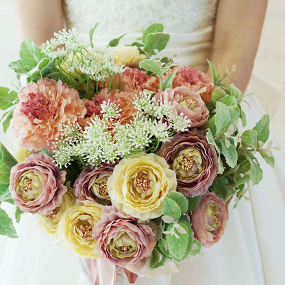 【アートフラワー】アンティークピンククラッチブーケ 【結婚式 フラワー 造花 ブーケ ブートニア】