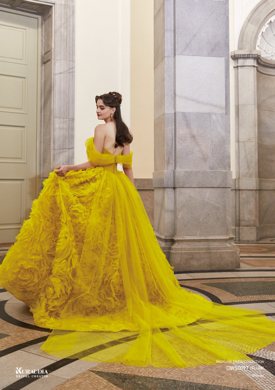 DWS0097Yellow【結婚式 カラードレス レンタル】