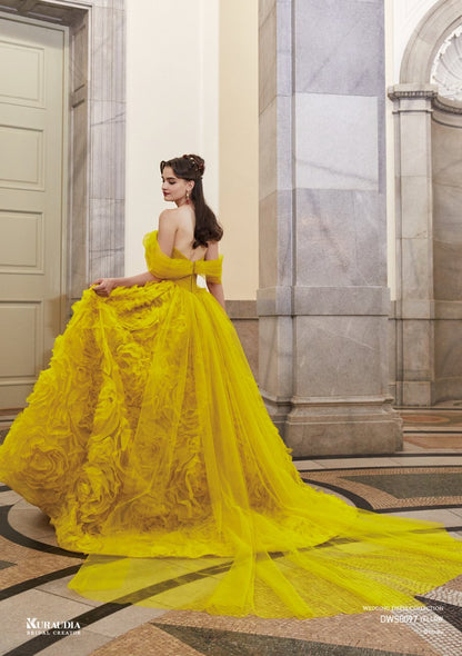 DWS0097Yellow【結婚式 カラードレス レンタル】