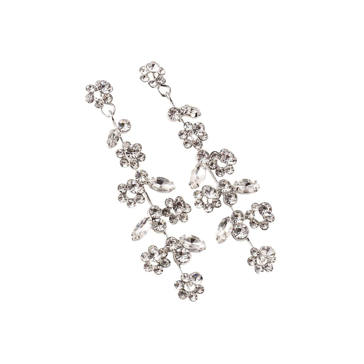 【イヤリング】LittleRomance_フラワークリスタル ブライダルアクセサリー 【結婚式 ピアス イヤリング】