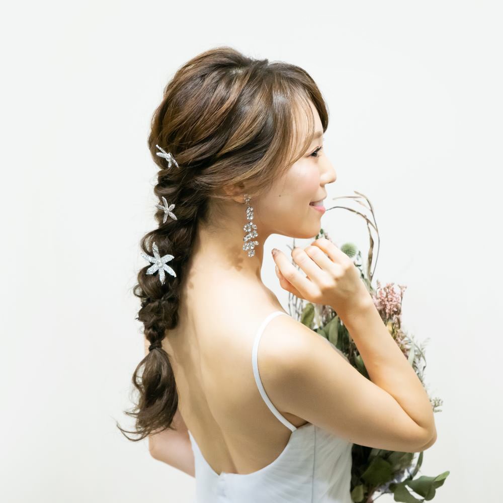 【イヤリング】LittleRomance_フラワークリスタル ブライダルアクセサリー 【結婚式 ピアス イヤリング】