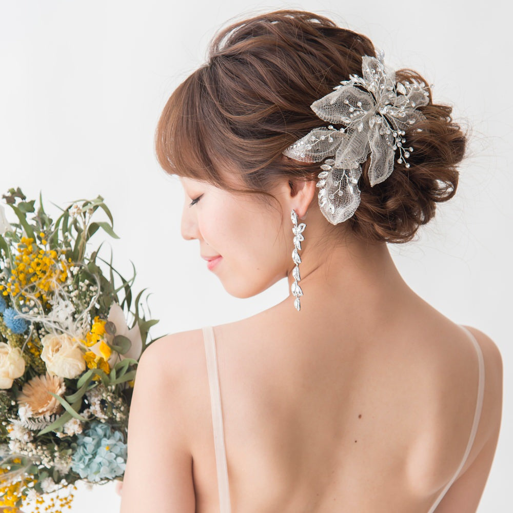 ピアス】Botanical Swing クリスタルピアス/ブライダルアクセサリー