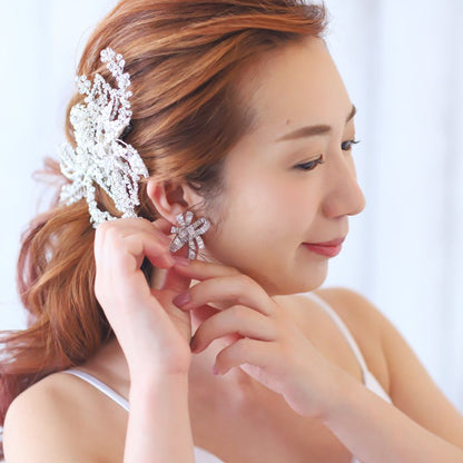 【ピアス】キュービックジルコニア ribbonピアス/ブライダルアクセサリー 【結婚式 ピアス イヤリング】