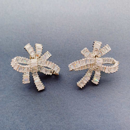 【ピアス】キュービックジルコニア ribbonピアス/ブライダルアクセサリー 【結婚式 ピアス イヤリング】